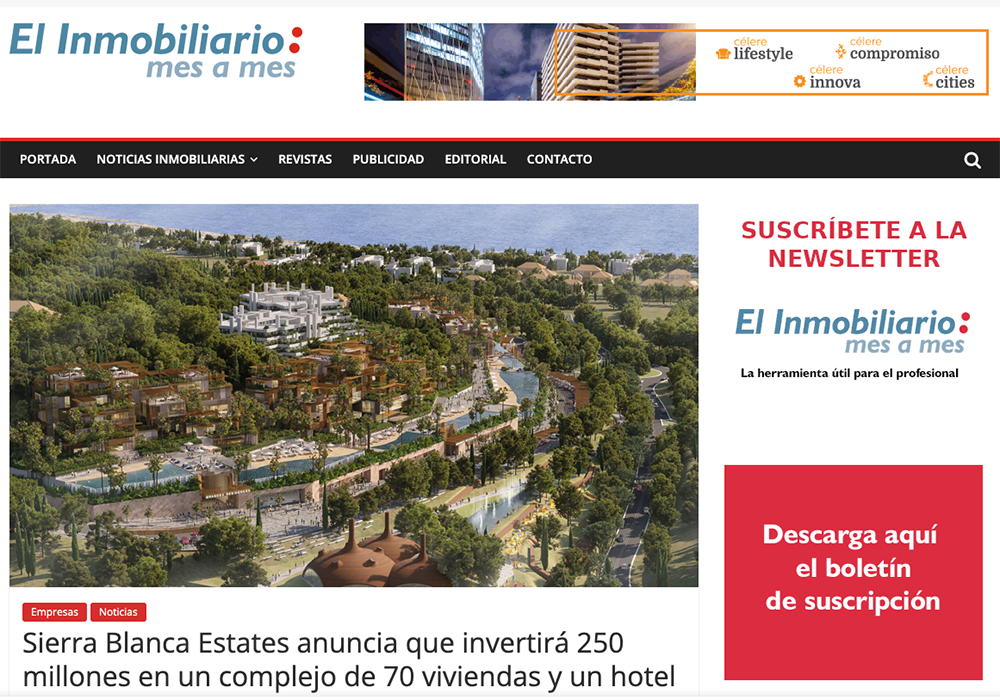 Inversión de 250 millones de euros en Marbella Design Hills. La promotora local Sierra Blanca Estates anuncia el desarrollo del proyecto Marbella Design Hills: 70 viviendas bajo la tipología de residencias de lujo de marca.